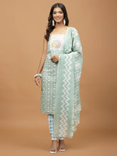 Neck Embroidered Cotton Blend Unstitched Suit With Dupatta